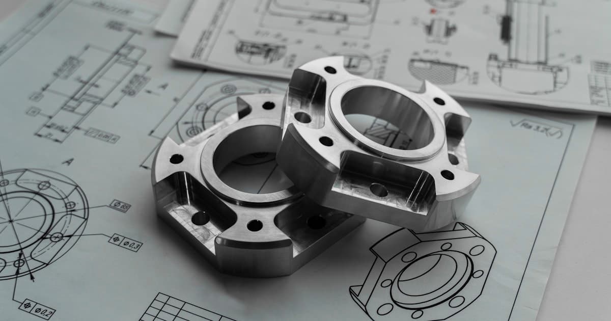 Mechanical engineer examining detailed engineering blueprints and technical drawings with precision measuring tools